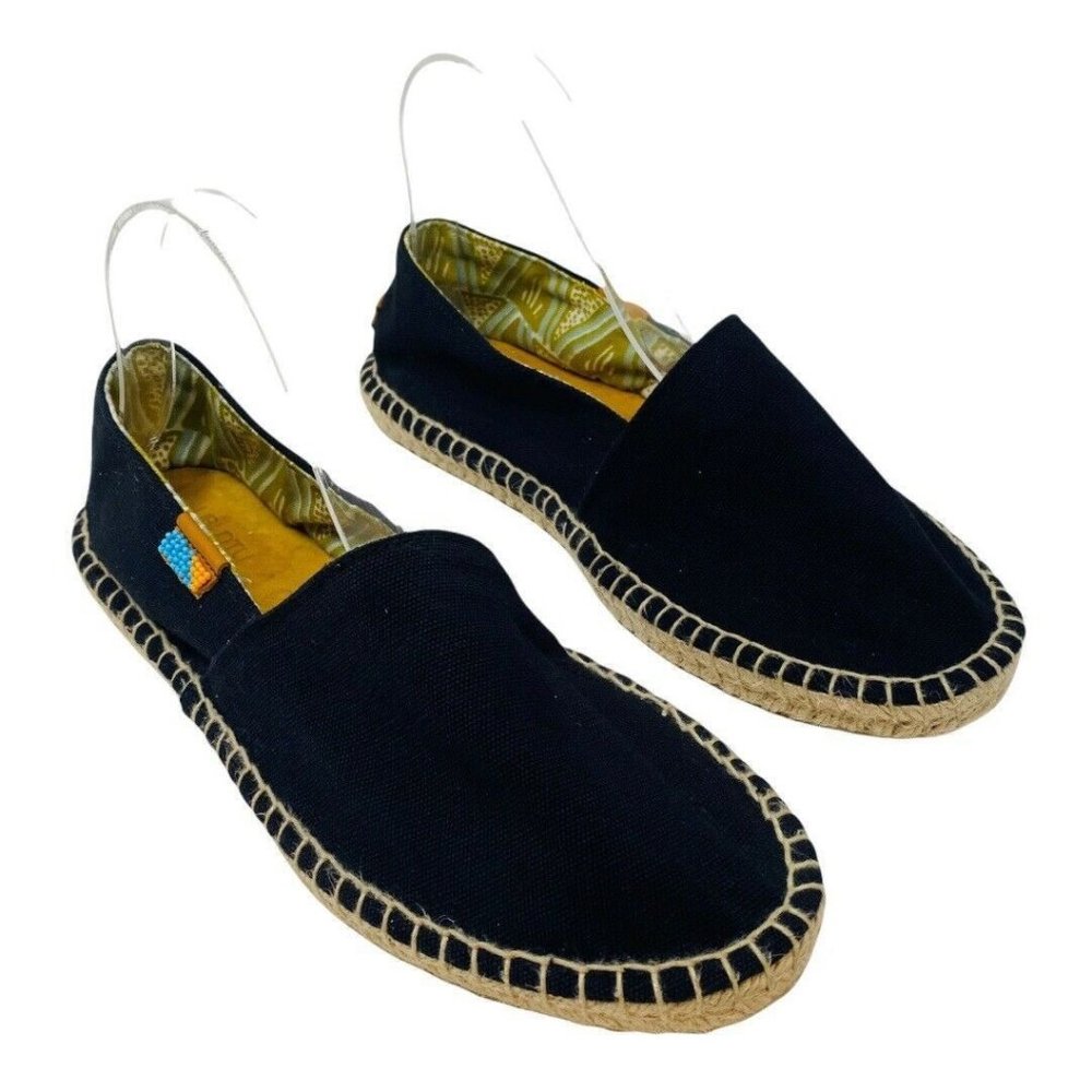 Ubuntu Life Classic Black Afridrilles Women 9.5 Espadrille Shoes Flats Handmade